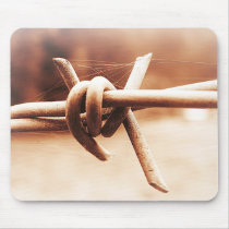 Barbwire and Spider Web in Sepia Mousepads