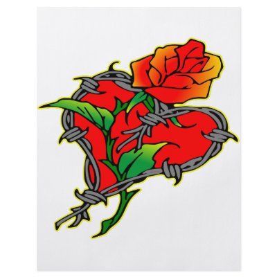 Barbwire Heart & Rose Full Color Flyer by Mustang_Lady