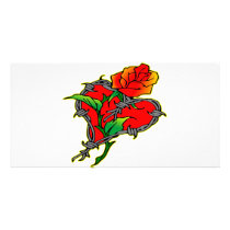 Barbwire Heart & Rose Photo Card Template