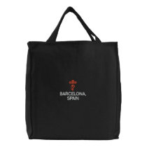 BARCELONA, SPAIN  BLACK TOTE embroidered bags