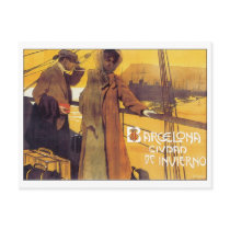 Barcelona Vintage Travel Poster Postcard