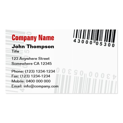 Barcode Business Card Template (front side)