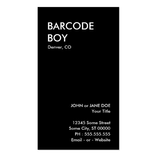 barcode girl business card template (back side)