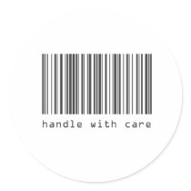 Barcode - Handle With Care Round Sticker