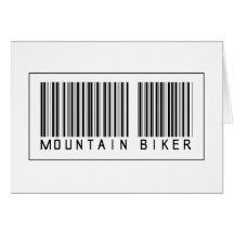 Barcode Mountain Biker Greeting Cards