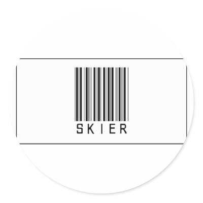 Barcode Skier Round Stickers by crazygoodstuff