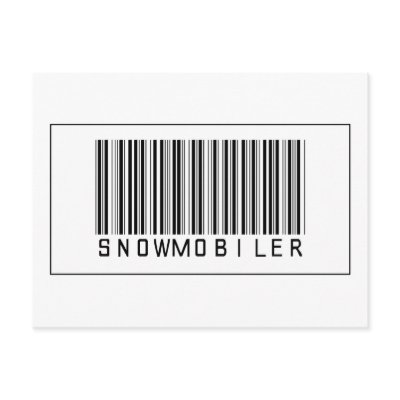 Barcode Snowmobiler Postcards by crazygoodstuff