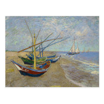 Barcos de pesca de Vincent van Gogh Tarjeta Postal