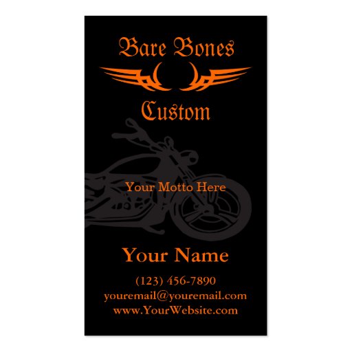 Bare Bones Custom Motorcycle Business Cards (back side)