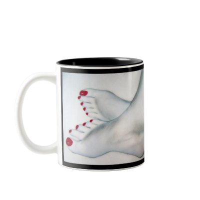 Bare Feet Drawing Coffee Mugs by uniqueandkinky