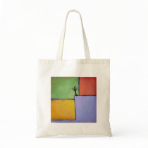 Bare tree colorful art all seasons modern painting canvas bag