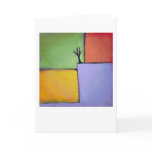 Bare tree colorful art all seasons modern painting greeting cards