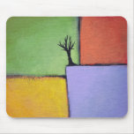 Bare tree colorful art all seasons modern painting mousepad