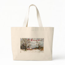 Bare Trees and Stormy Skies Vintage Christmas Tote Bags