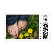 barefeet in the summer grass postage