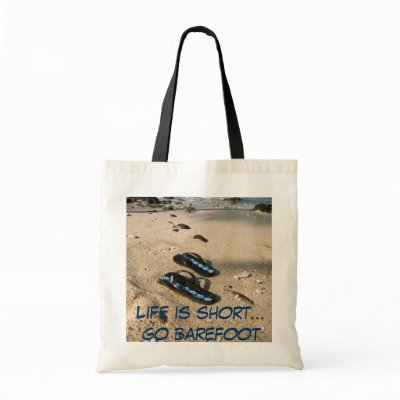 Barefoot  Beach Inspiration Tote Bags by Rebecca_Reeder