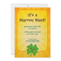 Barfing Shamrock Invitation on Gold