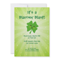 Barfing Shamrock Invitation on Green
