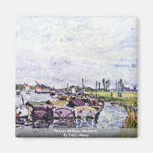 Barges At Saint-Mammès By Sisley Alfred Fridge Magnet