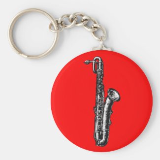 Baritone Saxophone Basic Round Button Keychain