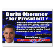 Baritt Obomney for President 2012 Sign - 18"x24" yard signs