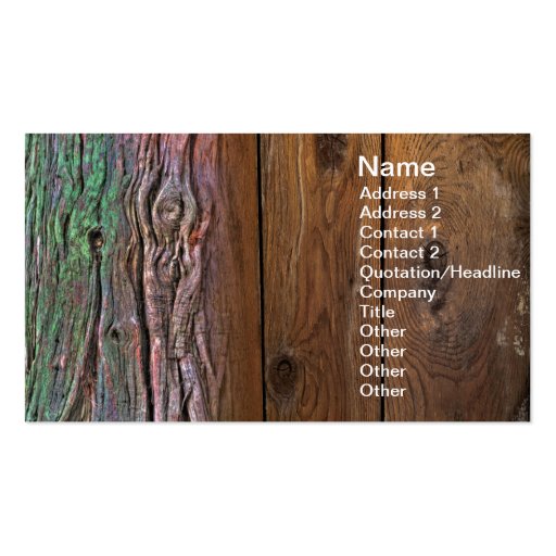 Bark and wood business card (front side)