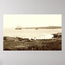 Bark Passing Portland Head Light and Fort Williams Posters