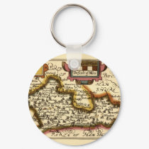 "Barkshire" Berkshire County Map, England keychains