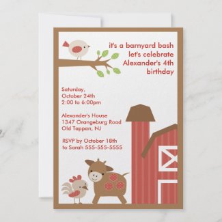 Barn Animal Fun Birthday Party Invites
