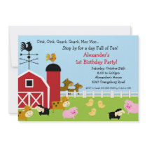 Barn Animal Fun Birthday Party Invite