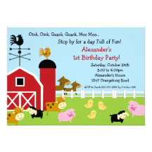 Barn Animal Fun Birthday Party Invite