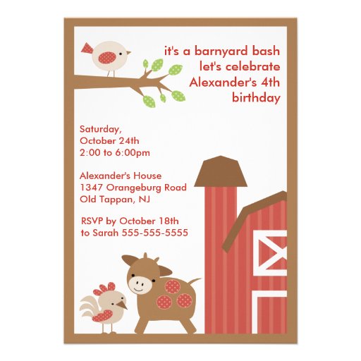 Barn Animal Fun Birthday Party Invites