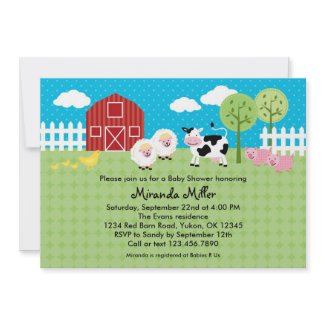 Barn Animals Baby Shower Invitation zazzle_invitation
