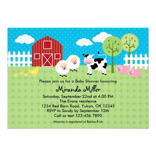 Barn Animals Baby Shower Invitation