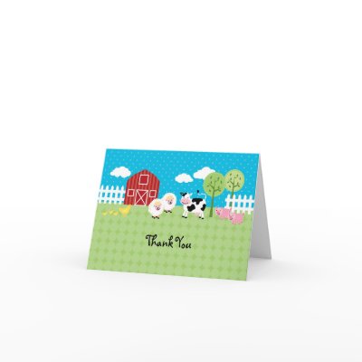 Barn Animals Thank You Card by marlenedesigner