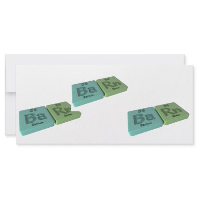 Barn as Ba barium and Rn Radon Custom Rack Cards by ChemicalWords