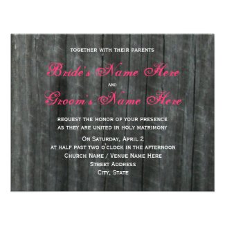 Barn Door and Hot Pink Roses Wedding Invitation