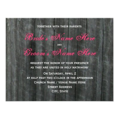 Barn Door and Hot Pink Roses Wedding Invitation