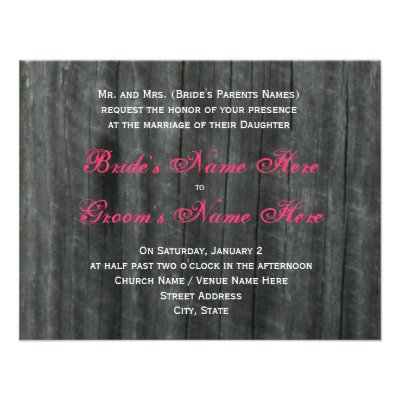 Barn Door and Hot Pink Roses Wedding Invitation