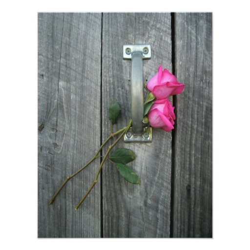 Barn Door and Hot Pink Roses Wedding Invitation