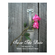 Barn Door and Pink Roses Wedding Save The Date Invites