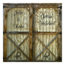Barn Door Cowboy Wedding Personalized Announcements