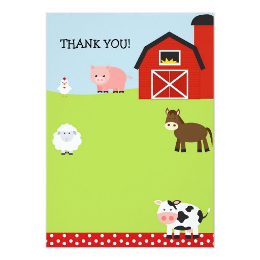 Barn Farm Barnyard Thank You Notes Card | Zazzle