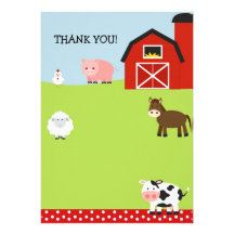 Barn Farm Barnyard Thank You Notes Invitations