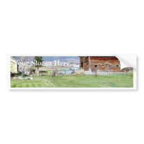 Barn Grass Mountains Fence Bumper Sticker