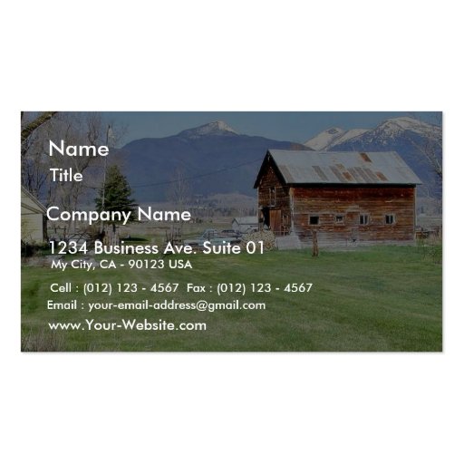 Barn Grass Mountains Fence Business Card (front side)