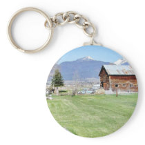 Barn Grass Mountains Fence Key Chains