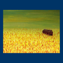 barn in the golden field posters