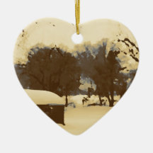 Barn in the Snow Ornaments