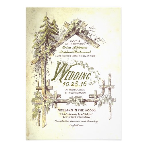 Barn in the Woods Rustic Wedding Invitations